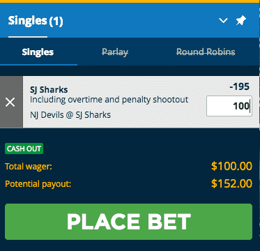 NHL betting slip NHL betting slip