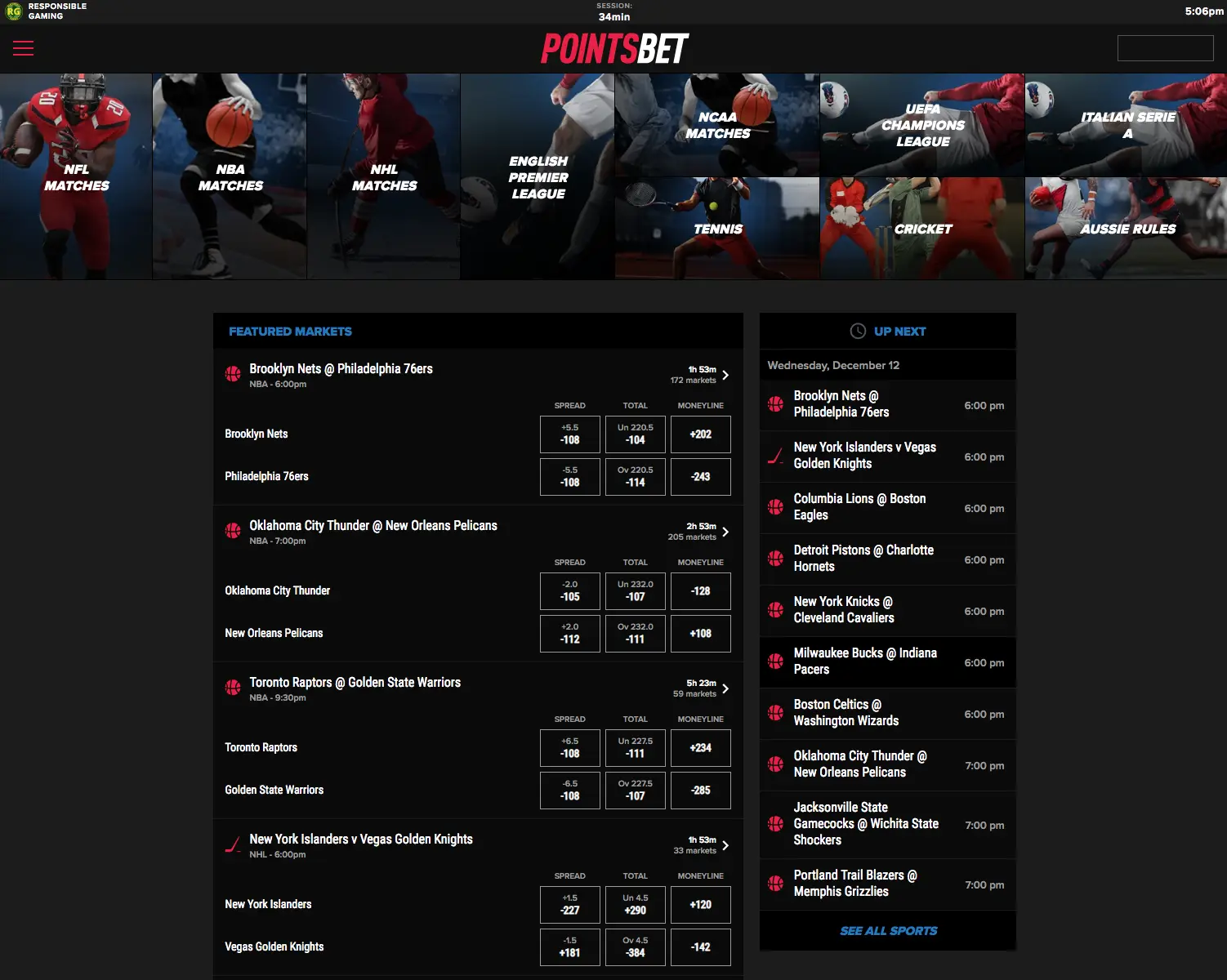 PointsBet screenshot 1