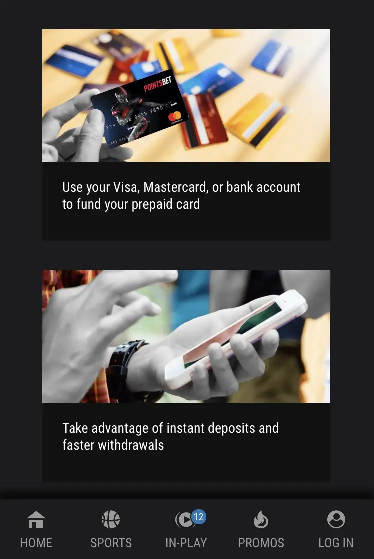 PointsBet card PointsBet card