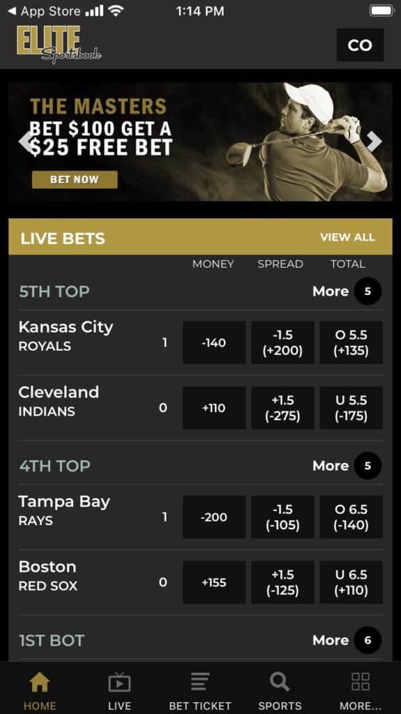 Elite Sportsbook app 1