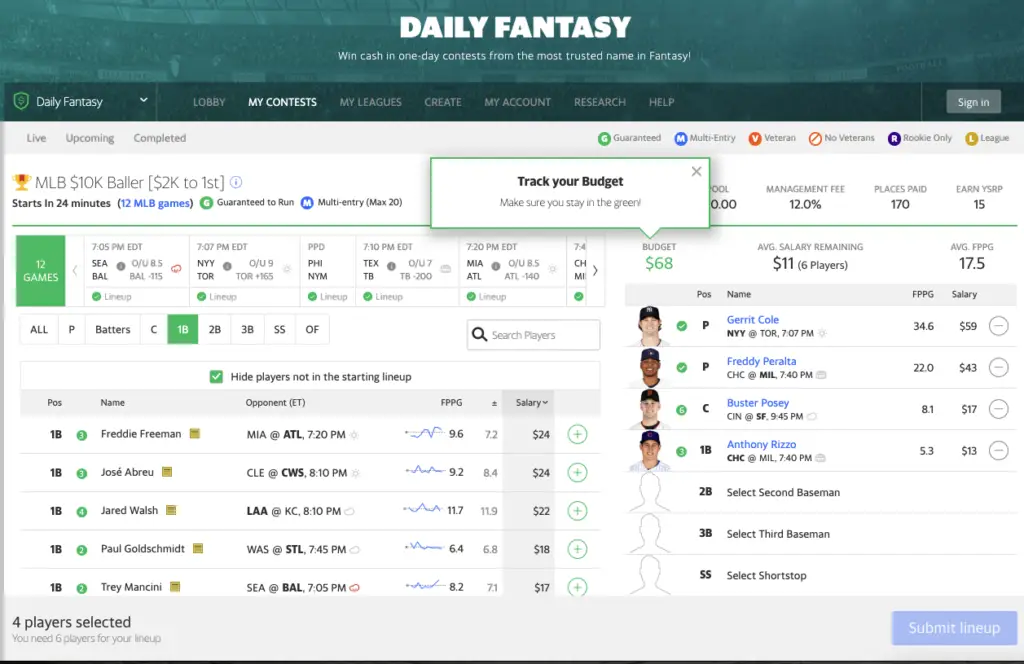 Yahoo Daily Fantasy