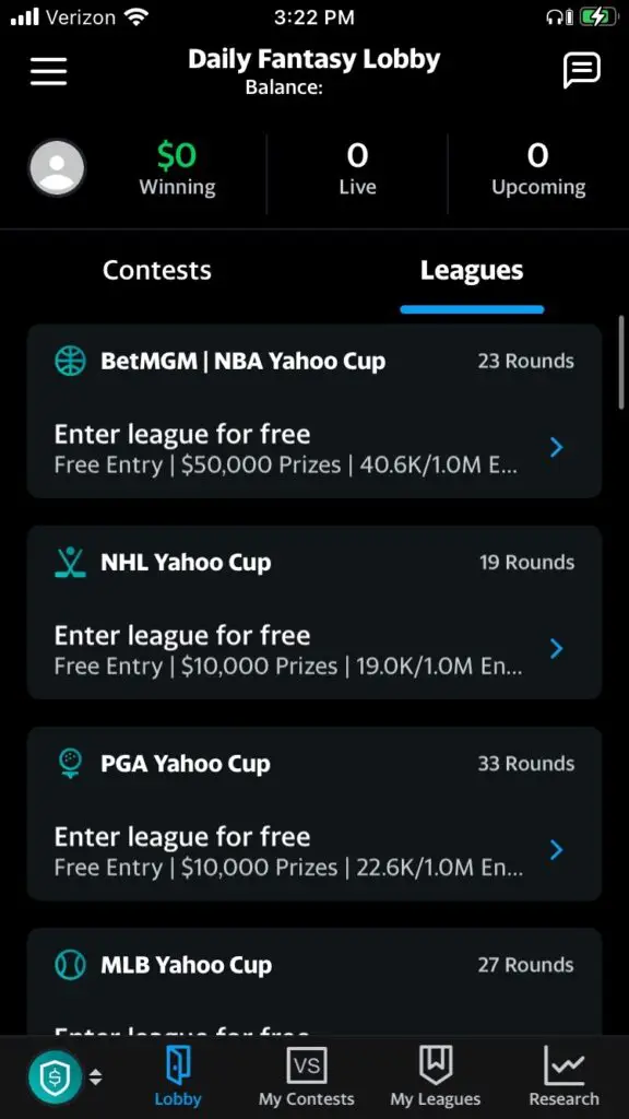 Yahoo Fantasy app 2