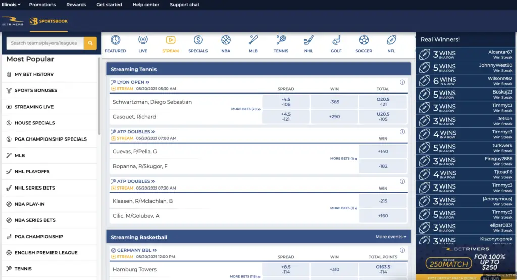 BetRivers live streaming