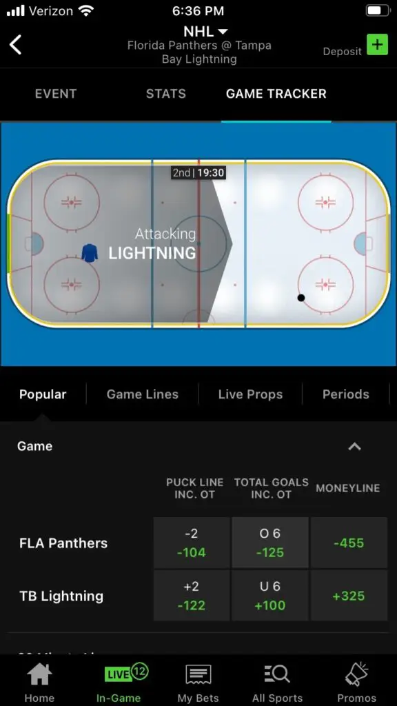 DraftKings in play betting 2