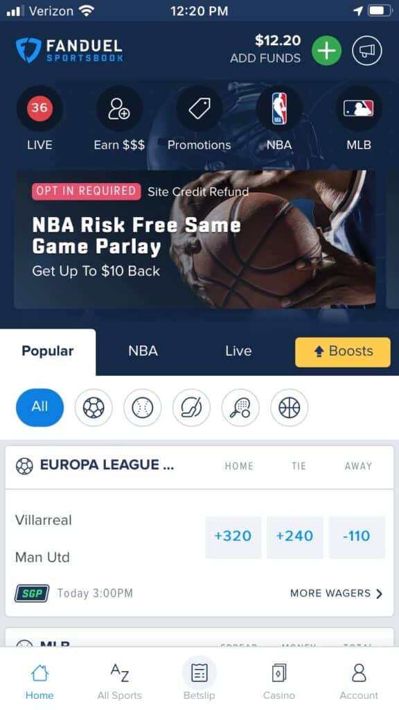 FanDuel Sportsbook mobile app 1