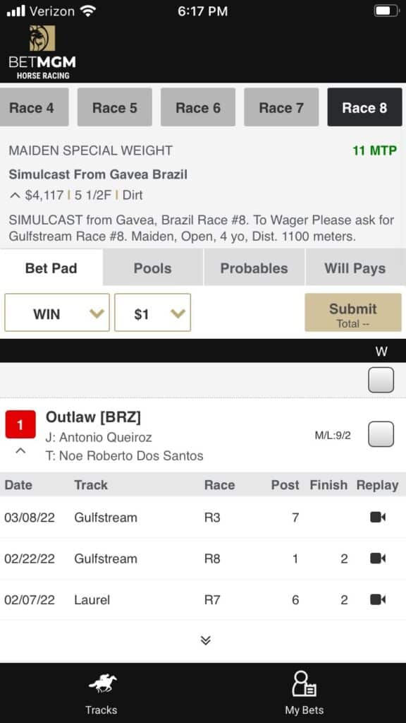 BetMGM horse racing app 3