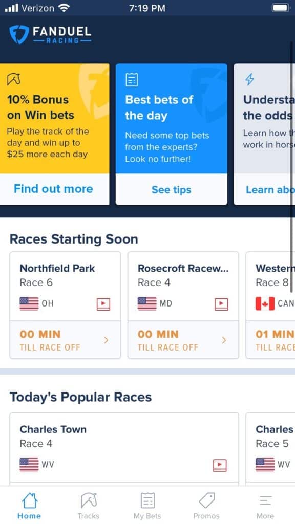 FanDuel Racing app 1