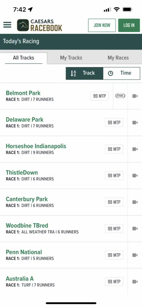 Caesars Racebook app 1