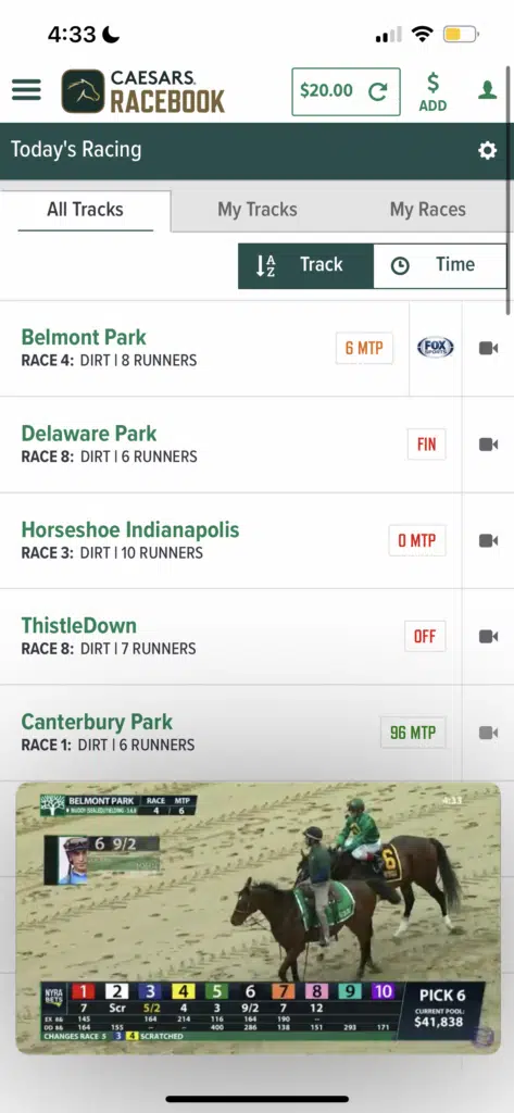 Caesars Racebook app 2