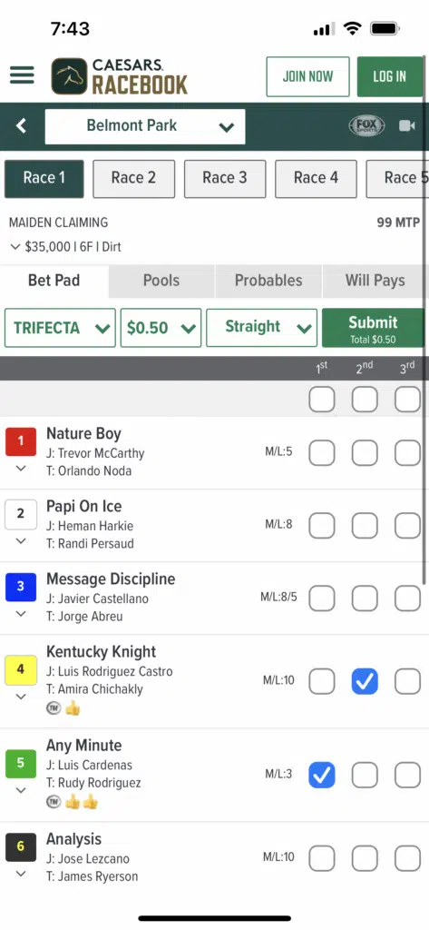 Caesars Racebook app 4