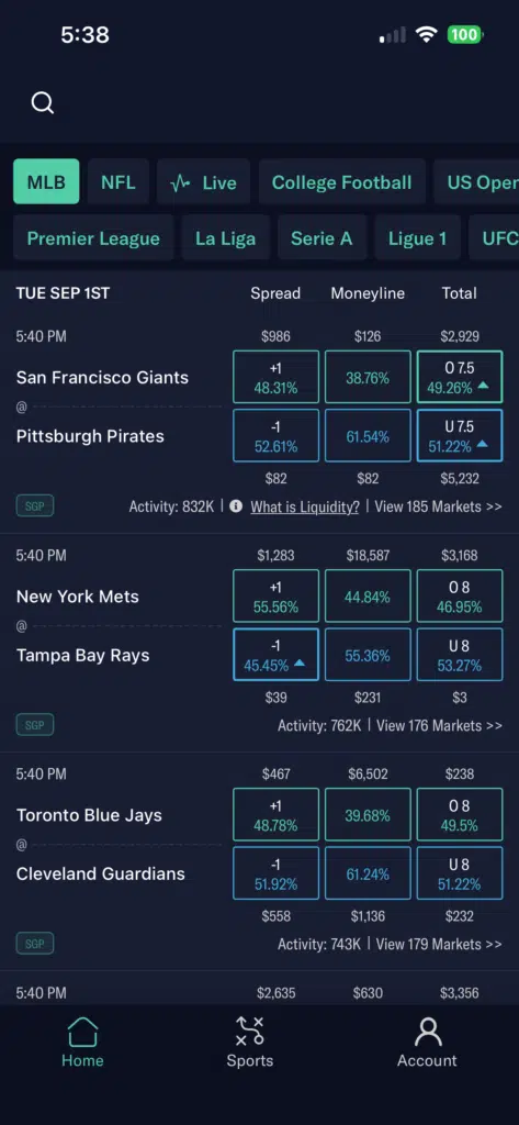 ProphetX app home ProphetX app home