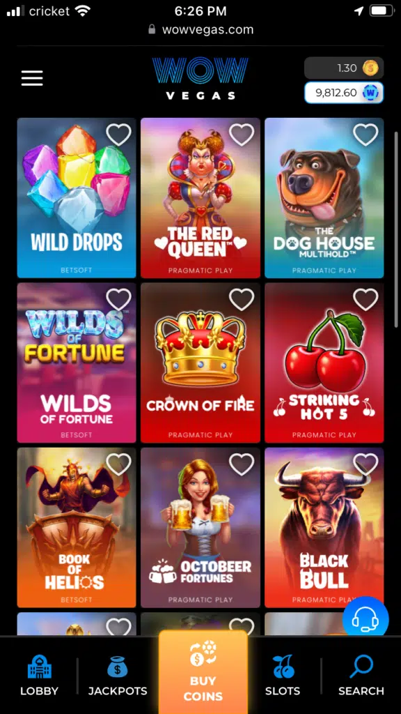 WOW Vegas Casino app 2