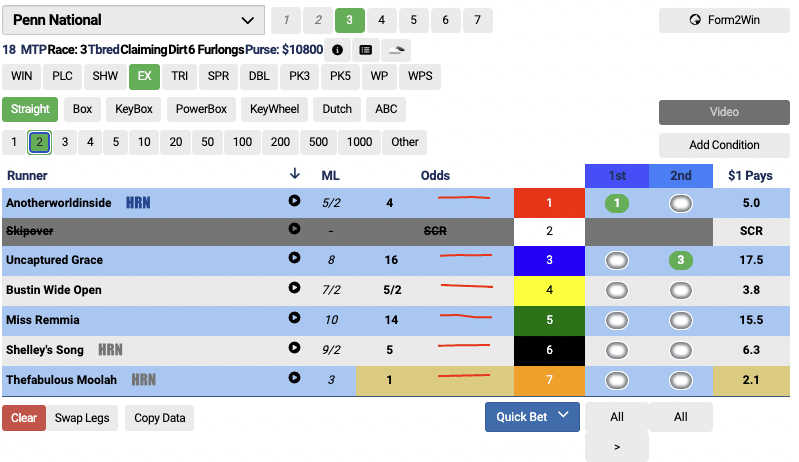 exacta horse racing betting