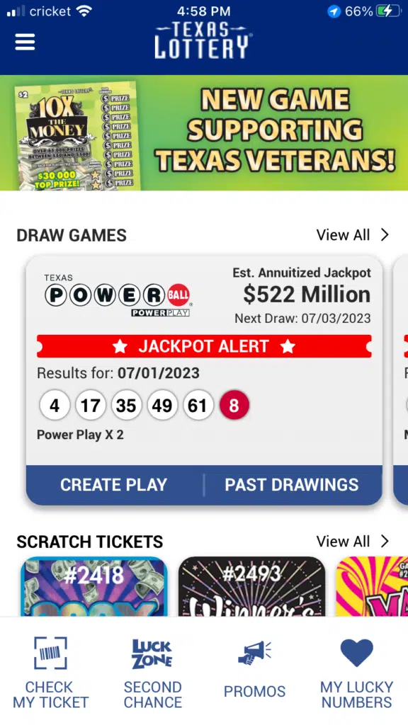 Texas Lottery app 1