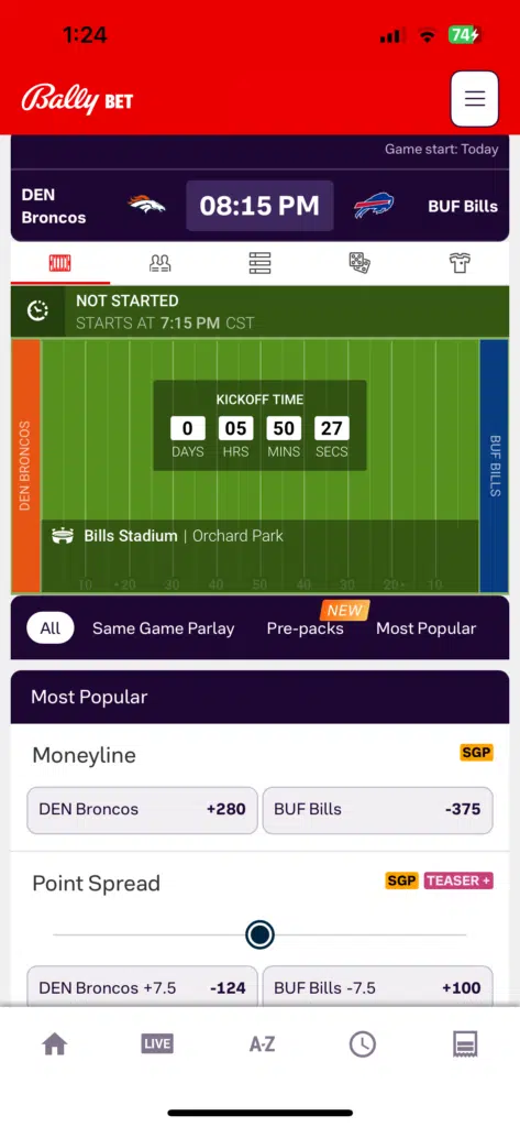 Bally Bet In Play Betting