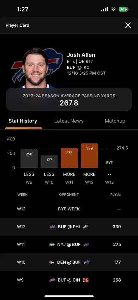 DraftKings Pick6 App Stats