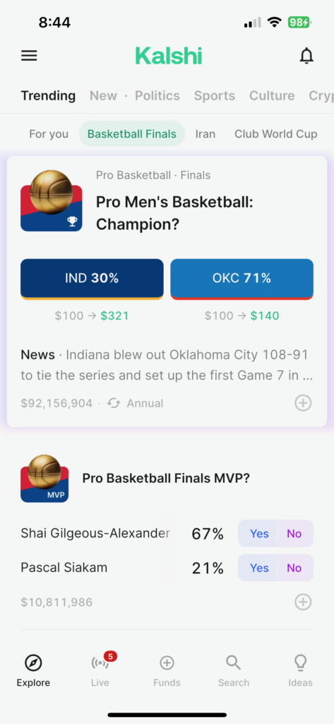 Kalshi app sports