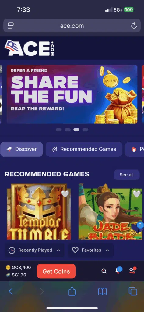 ACE Casino app screenshot
