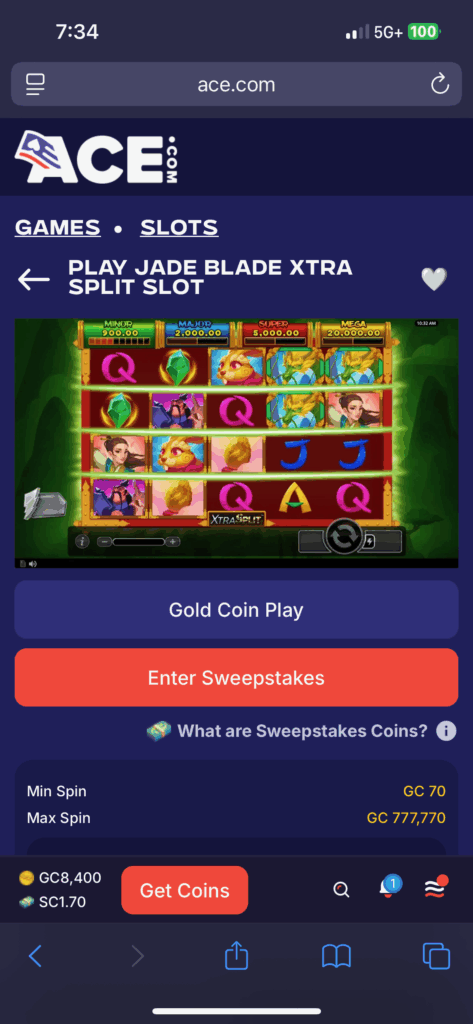 ACE Casino slot overview