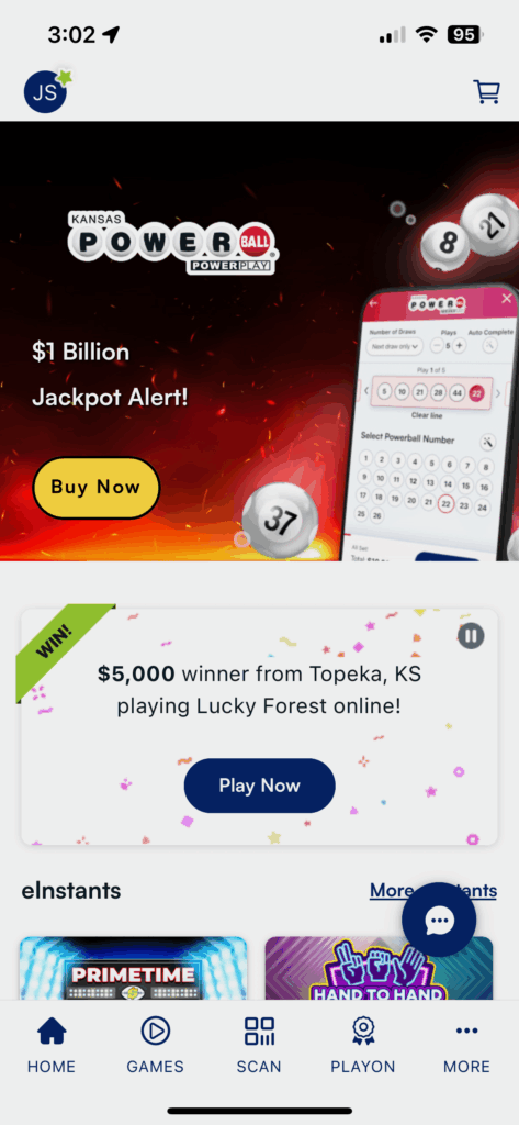 KS Lottery app screenshot