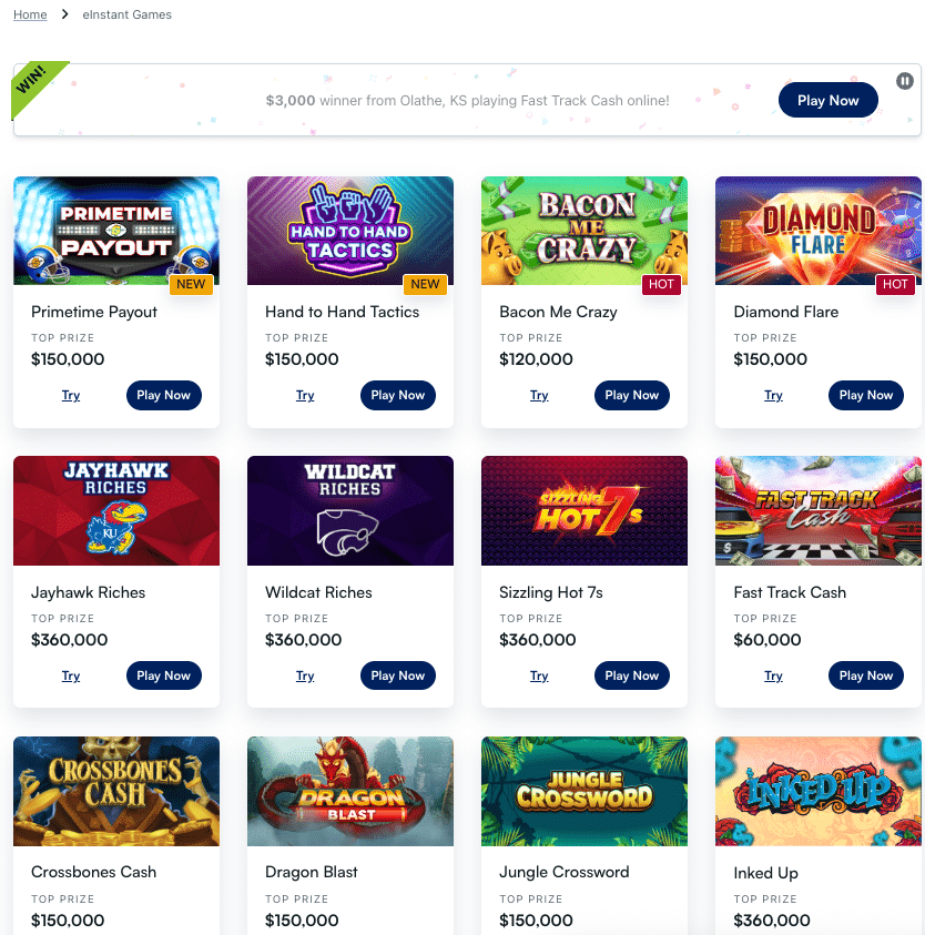 Kansas Lottery eInstants