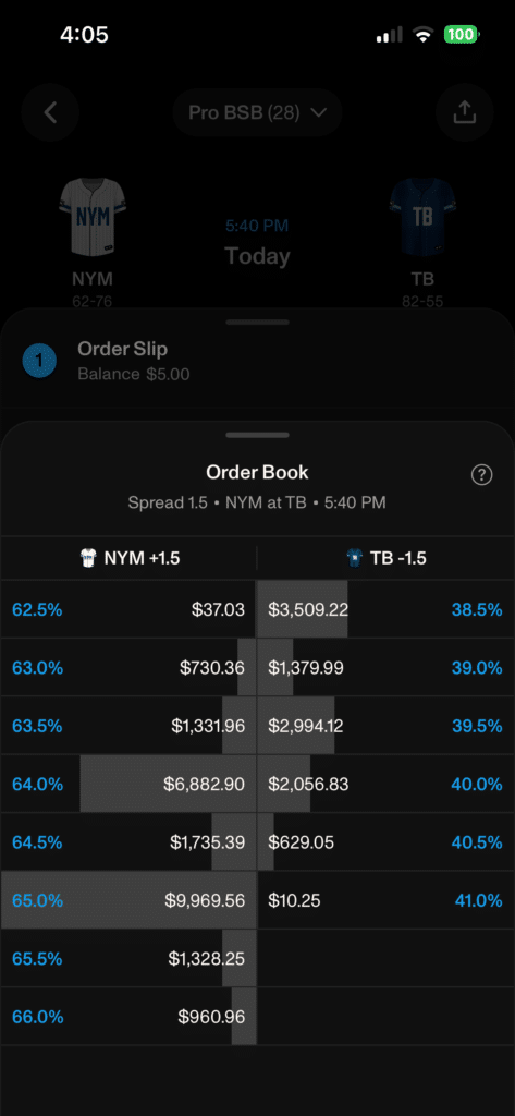 Novig app order book