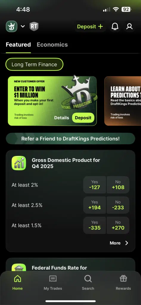 DraftKings Predictions app