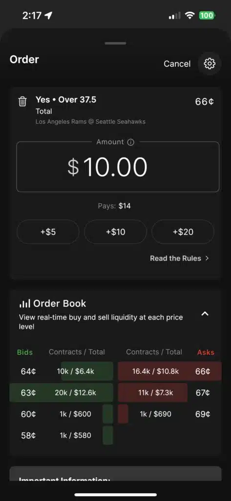 Fanatics Markets order book