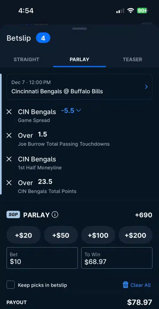 theScore betting slip