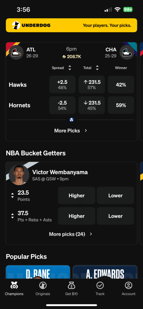 Underdog Predict app screenshot 1