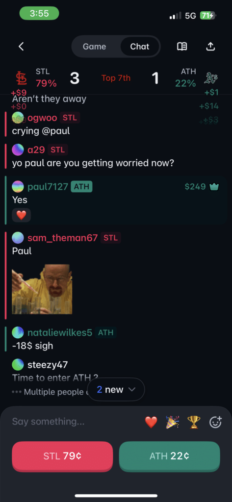 Polymarket US app chat