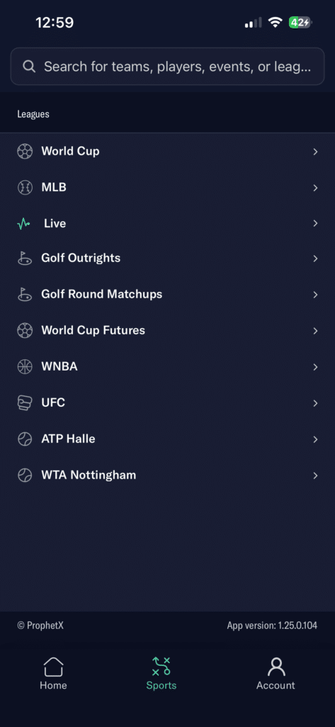 ProphetX sports trading leagues ProphetX sports trading leagues