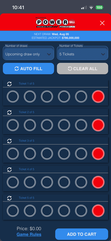 Michigan Lottery app Powerball tickets